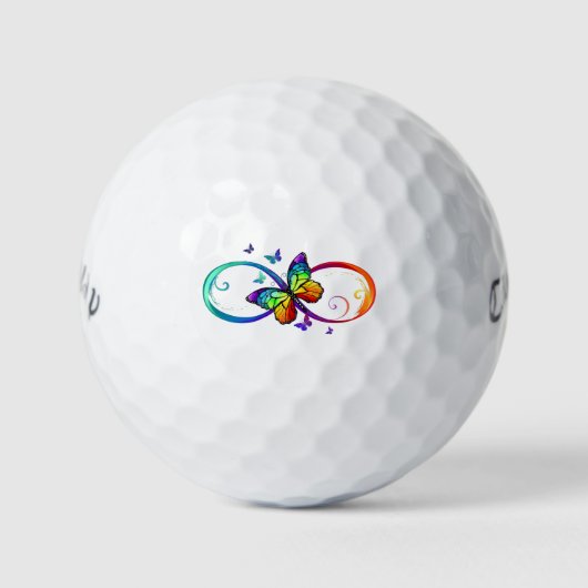 Levendige oneindigheid met een zwarte regenboogvli golfballen (Voorkant)