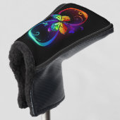 Levendige oneindigheid met een zwarte regenboogvli golfheadcover (3/4 voorkant)