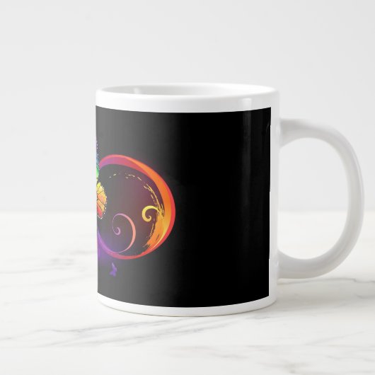 Levendige oneindigheid met een zwarte regenboogvli grote koffiekop (Rechts)