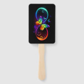 Levendige oneindigheid met een zwarte regenboogvli handwaaier (Achterkant)