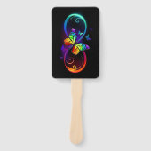 Levendige oneindigheid met een zwarte regenboogvli handwaaier (Voorkant)