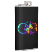 Levendige oneindigheid met een zwarte regenboogvli heupfles (Rechts)