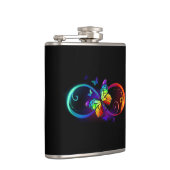 Levendige oneindigheid met een zwarte regenboogvli heupfles (Rechts)