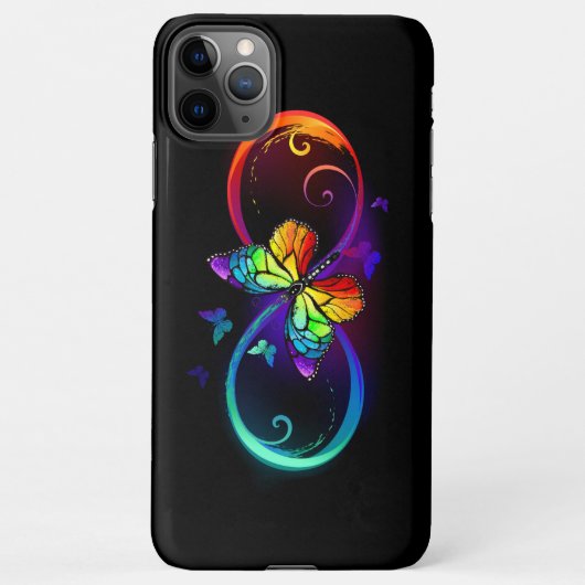 Levendige oneindigheid met een zwarte regenboogvli iPhone hoesje (Achterkant)