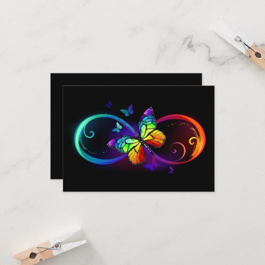 Levendige oneindigheid met een zwarte regenboogvli kaart (Voorkant / Achterkant in situ)