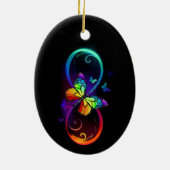 Levendige oneindigheid met een zwarte regenboogvli keramisch ornament (Achterkant)