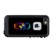 Levendige oneindigheid met een zwarte regenboogvli LifeProof iPhone hoesje (Achterkant (horizontaal))