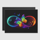 Levendige oneindigheid met een zwarte regenboogvli magnetische uitnodiging (Voorkant / Achterkant)