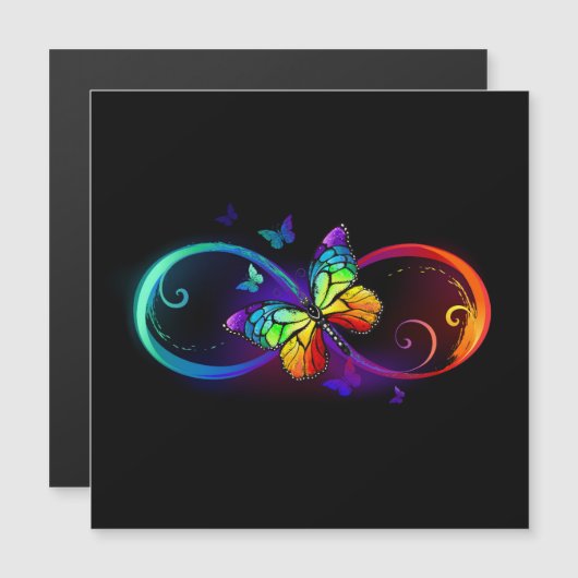 Levendige oneindigheid met een zwarte regenboogvli magnetische uitnodiging (Voorkant / Achterkant)