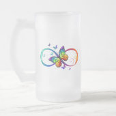 Levendige oneindigheid met een zwarte regenboogvli matglas bierpul (Links)