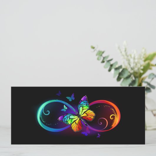 Levendige oneindigheid met een zwarte regenboogvli menu (Staand voorkant)