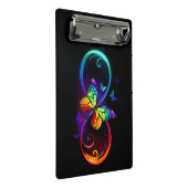 Levendige oneindigheid met een zwarte regenboogvli mini klembord (Schuin)