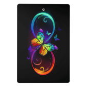 Levendige oneindigheid met een zwarte regenboogvli mini klembord (Achterkant)