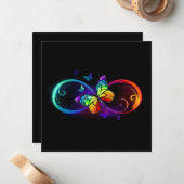 Levendige oneindigheid met een zwarte regenboogvli notitiekaartje (Voorkant / Achterkant in situ)