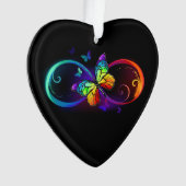 Levendige oneindigheid met een zwarte regenboogvli ornament (voorkant)