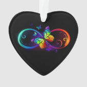 Levendige oneindigheid met een zwarte regenboogvli ornament (achterkant)