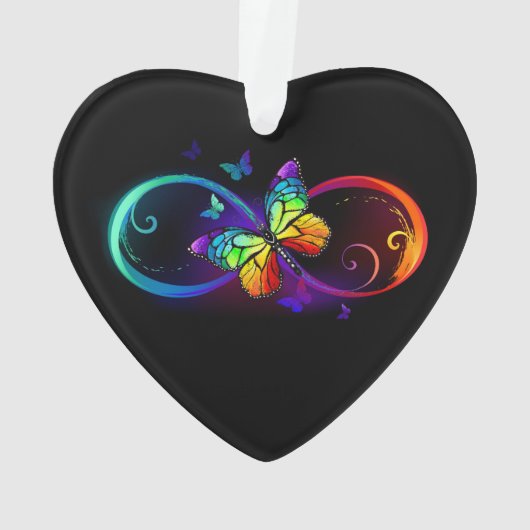 Levendige oneindigheid met een zwarte regenboogvli ornament (achterkant)