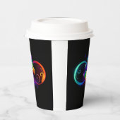 Levendige oneindigheid met een zwarte regenboogvli papieren bekers (Links)