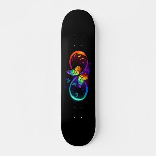 Levendige oneindigheid met een zwarte regenboogvli persoonlijk skateboard (Voorkant)
