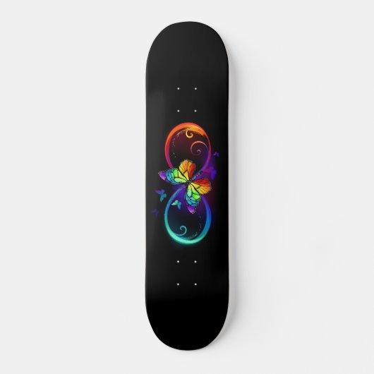 Levendige oneindigheid met een zwarte regenboogvli persoonlijk skateboard (Voorkant)