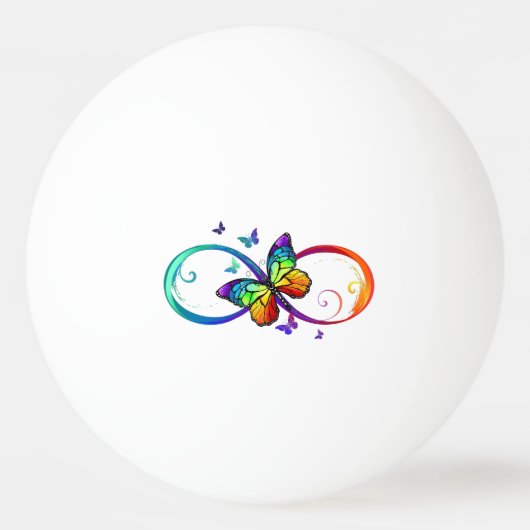 Levendige oneindigheid met een zwarte regenboogvli pingpongbal (Voorkant)