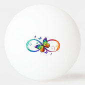 Levendige oneindigheid met een zwarte regenboogvli pingpongbal (Achterkant)