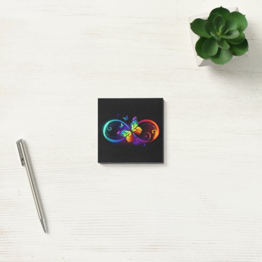 Levendige oneindigheid met een zwarte regenboogvli post-it® notes (Kantoor)