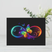 Levendige oneindigheid met een zwarte regenboogvli programmakaart (Staand voorkant)