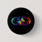 Levendige oneindigheid met een zwarte regenboogvli ronde button 3,2 cm (Voorkant)