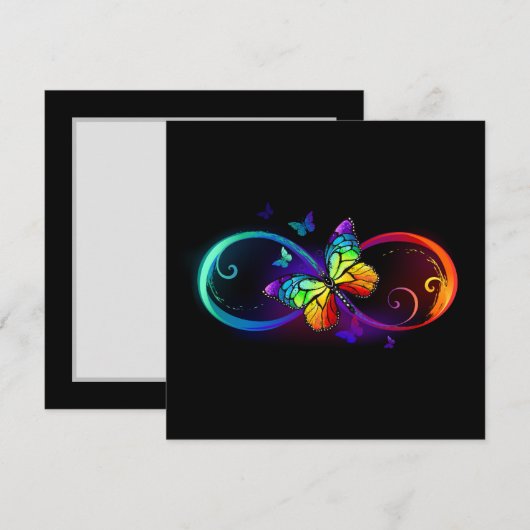 Levendige oneindigheid met een zwarte regenboogvli save the date (Voorkant / Achterkant)