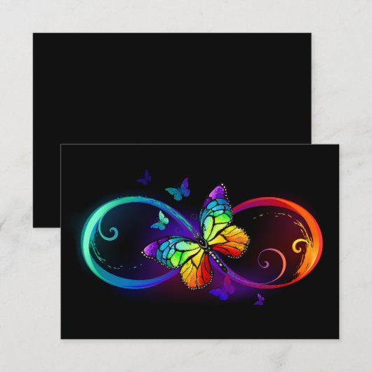 Levendige oneindigheid met een zwarte regenboogvli save the date (Voorkant / Achterkant)