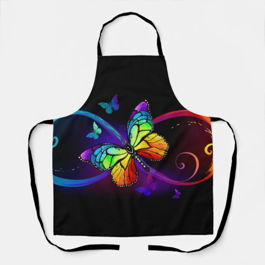 Levendige oneindigheid met een zwarte regenboogvli schort (Voorkant)