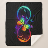 Levendige oneindigheid met een zwarte regenboogvli sherpa deken (Voorkant)