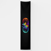 Levendige oneindigheid met een zwarte regenboogvli spandoek (Verticaal)