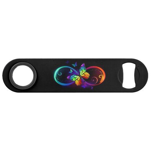Levendige oneindigheid met een zwarte regenboogvli speed flessenopener (Voorkant (Horizontaal))