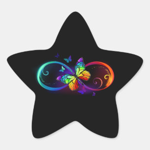 Levendige oneindigheid met een zwarte regenboogvli ster sticker