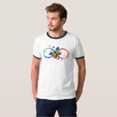 Levendige oneindigheid met een zwarte regenboogvli t-shirt (Voorkant volledig)