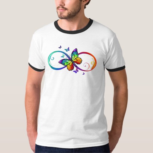 Levendige oneindigheid met een zwarte regenboogvli t-shirt (Voorkant)