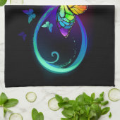 Levendige oneindigheid met een zwarte regenboogvli theedoek (Gevouwen)