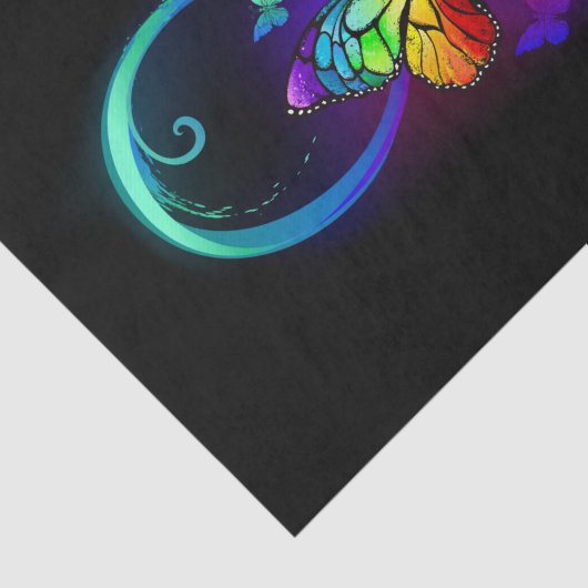 Levendige oneindigheid met een zwarte regenboogvli tissuepapier (Detail)