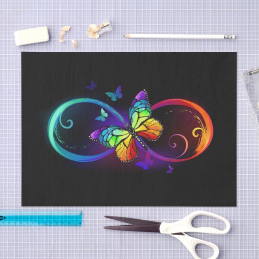 Levendige oneindigheid met een zwarte regenboogvli tissuepapier (Craft)