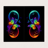 Levendige oneindigheid met een zwarte regenboogvli visitekaartje (Buitenkant ongevouwen)