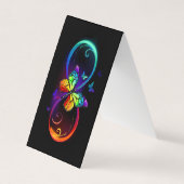 Levendige oneindigheid met een zwarte regenboogvli visitekaartje (Voorkant)