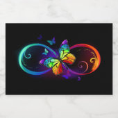 Levendige oneindigheid met een zwarte regenboogvli voedselcontainer etiket (Enkel label)