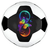 Levendige oneindigheid met een zwarte regenboogvli voetbal (Gedraaid)