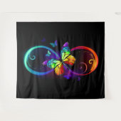 Levendige oneindigheid met een zwarte regenboogvli wandkleed (Voorkant (horizontaal))