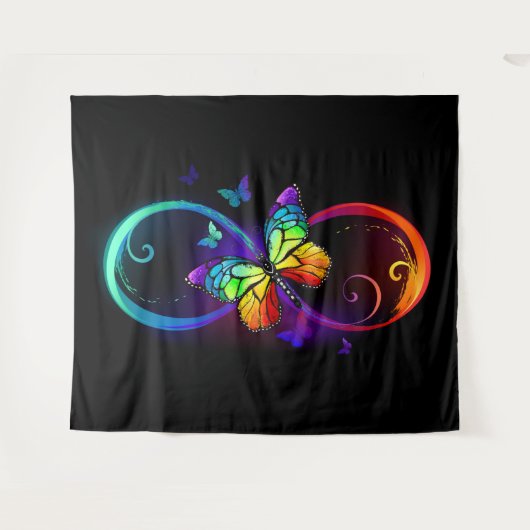 Levendige oneindigheid met een zwarte regenboogvli wandkleed (Voorkant (horizontaal))