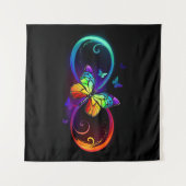 Levendige oneindigheid met een zwarte regenboogvli wandkleed (Voorkant (horizontaal))