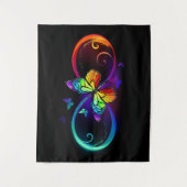 Levendige oneindigheid met een zwarte regenboogvli wandkleed (Voorkant)