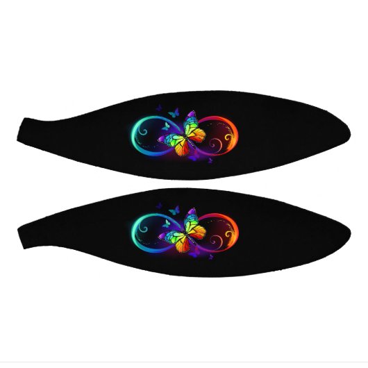 Levendige oneindigheid met regenboog vlinder op zw basketbal (Panelen)